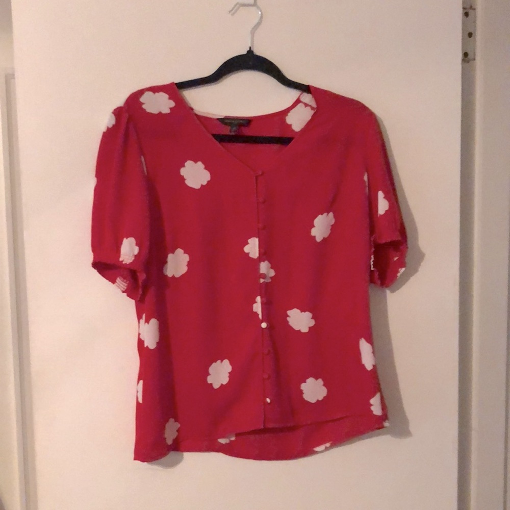 Banana republic red floral blouse